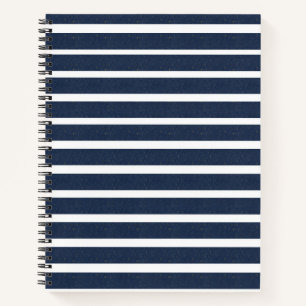 Navy Blue White Stripes Notitieboek