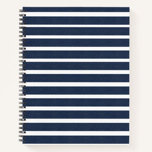 Navy Blue White Stripes Notitieboek (Voorkant)