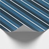 Navy Blue White Stripes Pattern Cadeaupapier (Hoek)