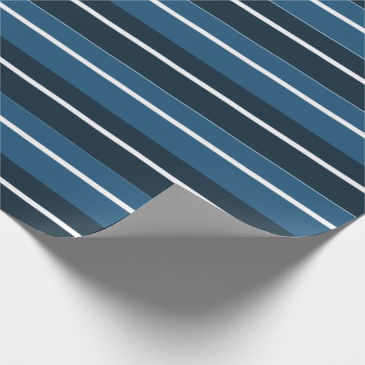 Navy Blue White Stripes Pattern Cadeaupapier (Hoek)