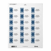 Navy Blue White Stripes Pattern, jouw monogram Etiket (Full Sheet)