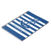 Navy Blue & White Stripes Pattern met Anchor Notitieboek (Linkerzijde)