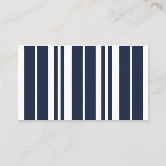 Navy Blue White Stripes Preppy Modern Visitekaartje (Achterkant)