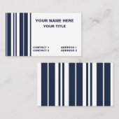 Navy Blue White Stripes Preppy Modern Visitekaartje (Voorkant / Achterkant)