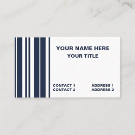 Navy Blue White Stripes Preppy Modern Visitekaartje