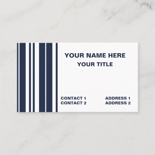 Navy Blue White Stripes Preppy Modern Visitekaartje (Voorkant)