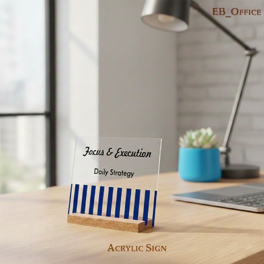 Navy Blue White Stripes Professional Motivational Acryl Bord