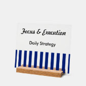 Navy Blue White Stripes Professional Motivational Acryl Bord (Hoek)