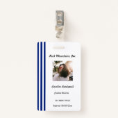 Navy Blue White Stripes | Professional Photo ID Badge (Voorkant met clip)