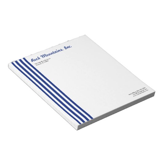 Navy Blue White Stripes Professional Versatile Notitieblok (Schuin)