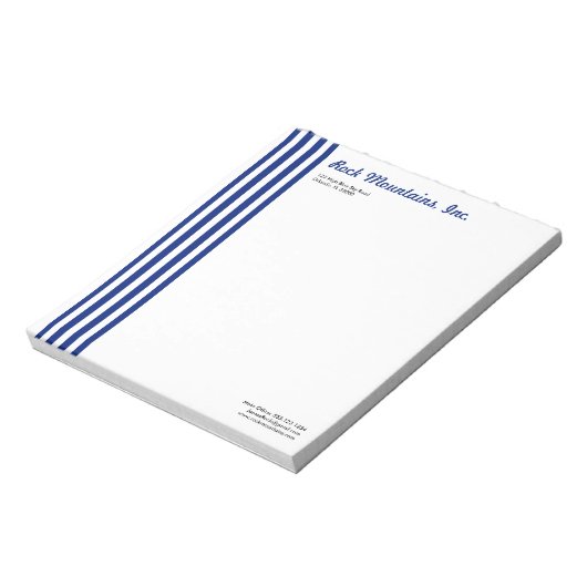 Navy Blue White Stripes Professional Versatile Notitieblok (Linkerzijde)