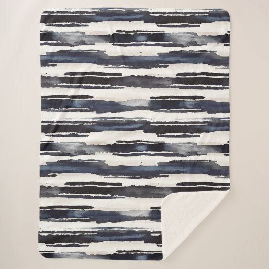 Navy Blue White Stripes Sherpa Deken (Voorkant)