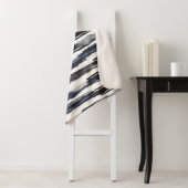 Navy Blue White Stripes Sherpa Deken (In situ)