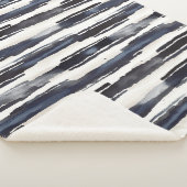 Navy Blue White Stripes Sherpa Deken (3/4)