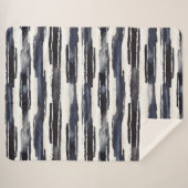 Navy Blue White Stripes Sherpa Deken (Voorkant (horizontaal))