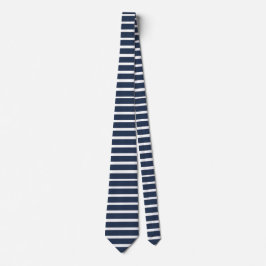 Navy Blue White Stripes Stropdas
