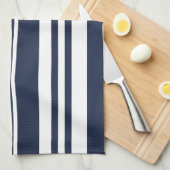 Navy Blue White Stripes Theedoek (Quarter Fold)