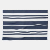 Navy Blue White Stripes Theedoek (Horizontaal)