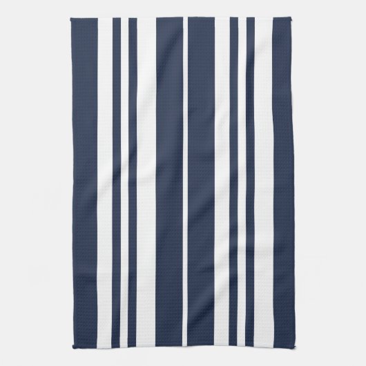 Navy Blue White Stripes Theedoek (Verticaal)
