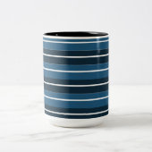 Navy Blue White Stripes Tweekleurige Koffiemok (Center)