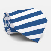 Navy Blue & white stripes with nautical anchor Stropdas (Opgerold)