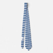 Navy Blue & white stripes with nautical anchor Stropdas (Achterkant)