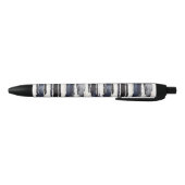 Navy Blue White Stripes Zwarte Inkt Pen (Bodem)