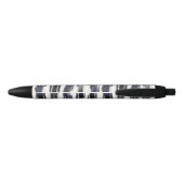 Navy Blue White Stripes Zwarte Inkt Pen (Achterkant)
