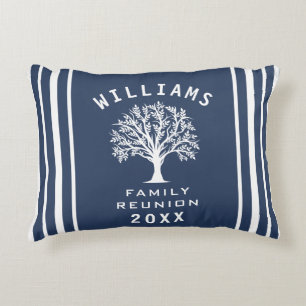 Navy Blue White Summer Cool Tree Family Reunion Accent Kussen