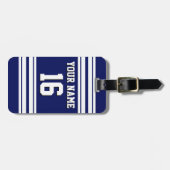 Navy Blue White Team Jersey Bagagelabel (Voorkant horizontaal)