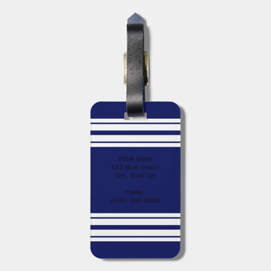 Navy Blue White Team Jersey Bagagelabel (Achterkant verticaal)