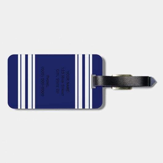 Navy Blue White Team Jersey Bagagelabel (Achterkant horizontaal)