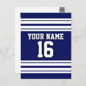 Navy Blue White Team Jersey Briefkaart (Voorkant / Achterkant)