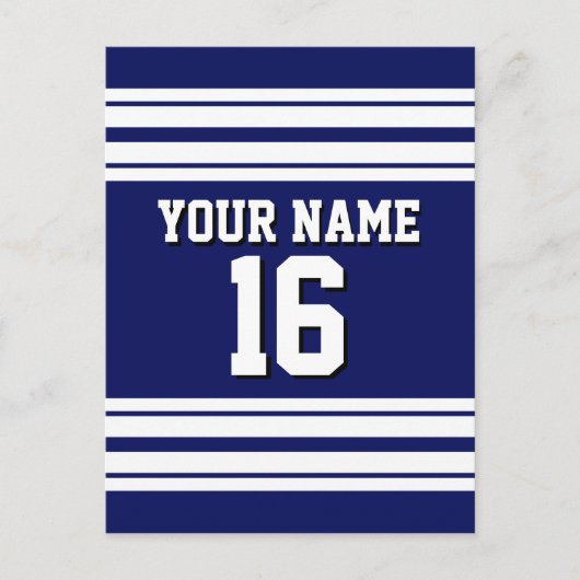 Navy Blue White Team Jersey Briefkaart (Voorkant)
