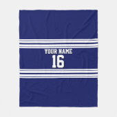Navy Blue White Team Jersey Fleece Deken (Voorkant)
