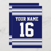 Navy Blue White Team Jersey Kaart (Voorkant / Achterkant)