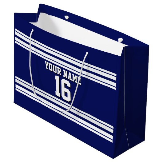 Navy Blue White Team Jersey Large Cadeautasje (Voorkant Gekanteld)