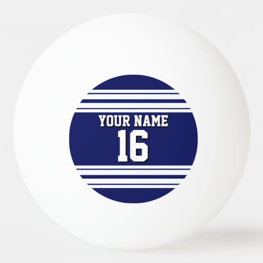 Navy Blue White Team Jersey Pingpongbal (Voorkant)