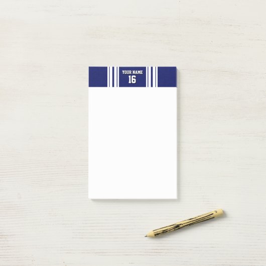 Navy Blue White Team Jersey Post-it® Notes (Op bureau)