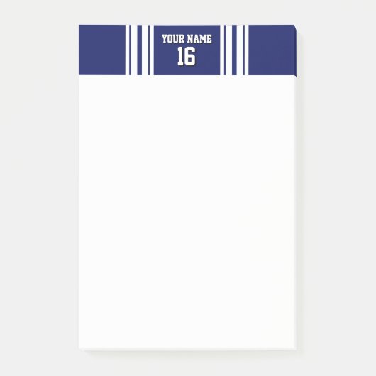 Navy Blue White Team Jersey Post-it® Notes (Voorkant)