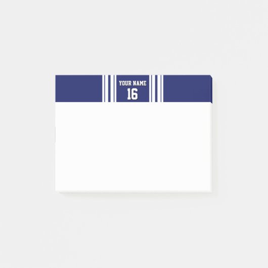 Navy Blue White Team Jersey Post-it® Notes (Voorkant)