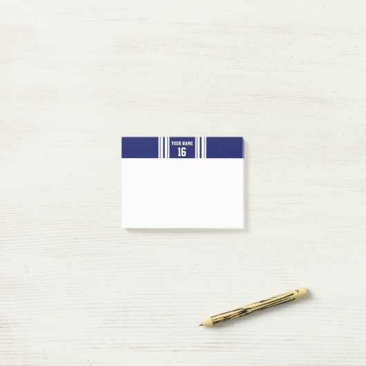 Navy Blue White Team Jersey Post-it® Notes (Op bureau)