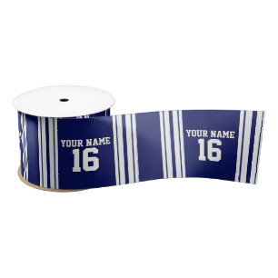 Navy Blue White Team Jersey Satijnen Lint