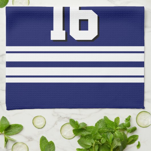 Navy Blue White Team Jersey Theedoek (Gevouwen)