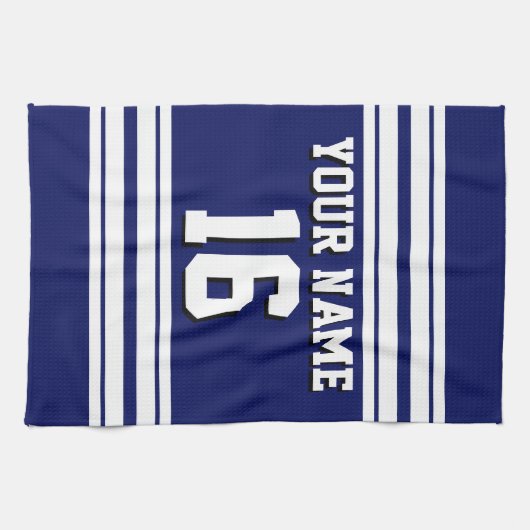 Navy Blue White Team Jersey Theedoek (Horizontaal)