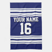 Navy Blue White Team Jersey Theedoek (Verticaal)