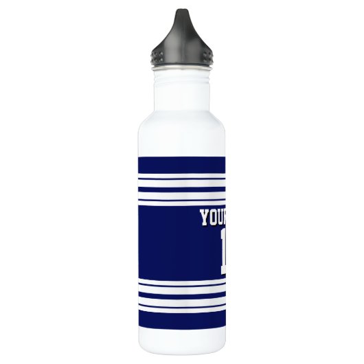 Navy Blue White Team Jersey Waterfles (Links)