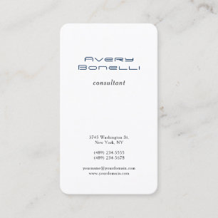 Navy Blue White Trendy Minimalist Professional Visitekaartje