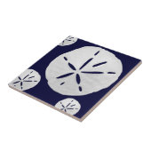 Navy Blue & White Tropical Beach Sand Dollar Tegeltje (Zijkant)