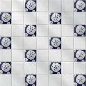 Navy Blue & White Tropical Beach Sand Dollar Tegeltje